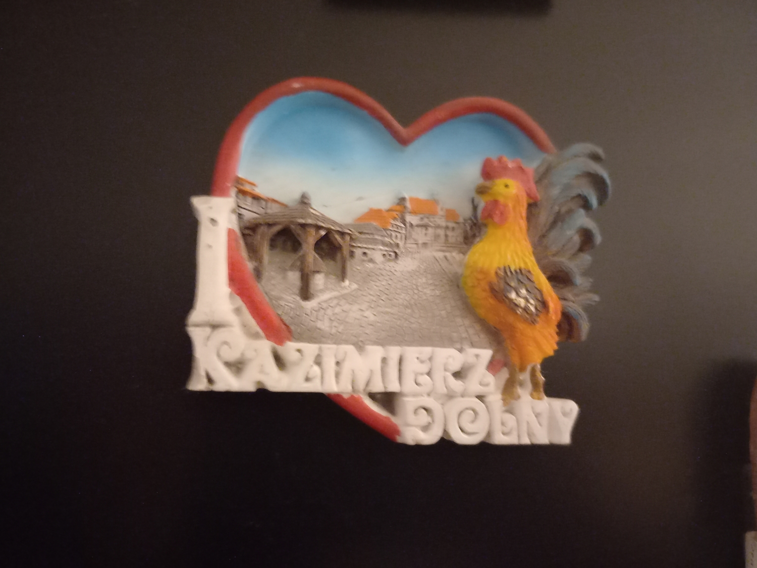 Magnes oczywiście z kogutem i starówką w Kazimierzu dolnym. Nie mogło zabranknąć napisu I <3 Kazimierz Dolny